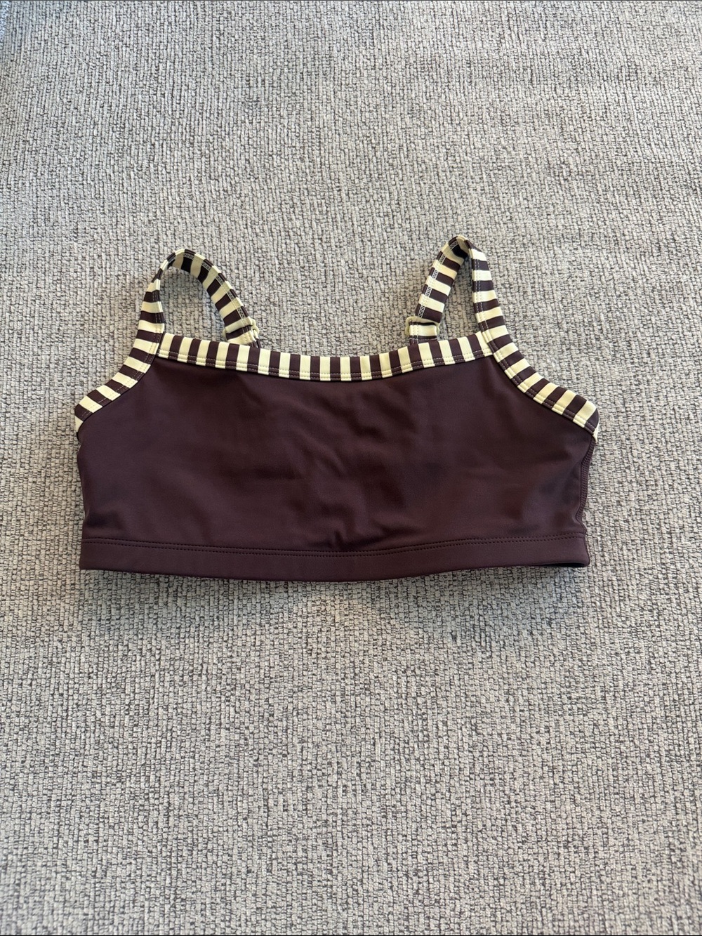 Striped Trim Brown Crop Tank Top